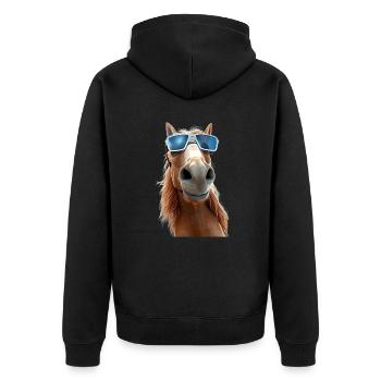 Pferd Pferdemädchen Reiterin Pony Stall Pferde - Unisex Premium Bio Zip Hoodie - Schwarz - Hinten - Nico (187cm)
