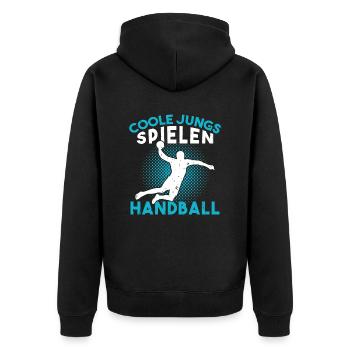 Coole jungs spielen handball handballer - Unisex Premium Bio Zip Hoodie - Schwarz - Hinten - Nico (187cm)