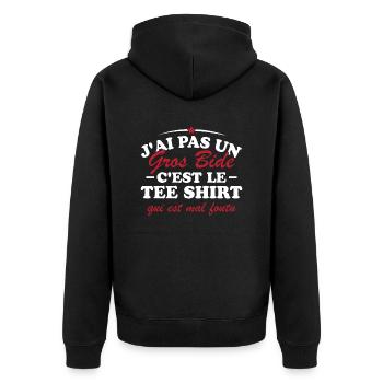 J'ai pas un gros bide - Veste à capuche bio Premium Unisexe - noir - Dos - Nico (187cm)