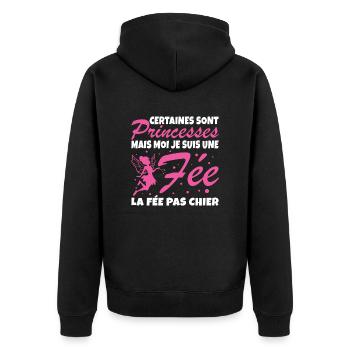 Certaines Sont Princesses Mais Moi Je Suis Une Fee - Veste à capuche bio Premium Unisexe - noir - Dos - Nico (187cm)