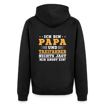 Papa Und Taxifahrer - Unisex Premium Bio Zip Hoodie - Schwarz - Hinten - Nico (187cm)