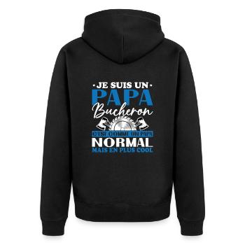 Papa Bûcheron C'est Comme Un Papa Normal - Veste à capuche bio Premium Unisexe - noir - Dos - Nico (187cm)