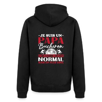 Papa Bûcheron C'est Comme Un Papa Normal - Veste à capuche bio Premium Unisexe - noir - Dos - Nico (187cm)