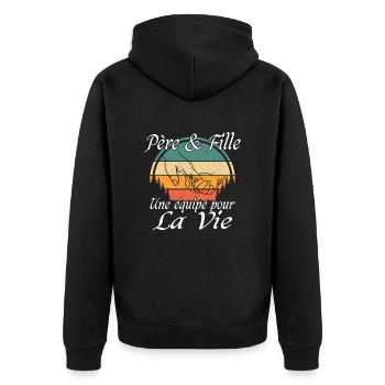 Dad Santa Claus Gift Father and Daughter - Unisex Premium Organic Zip Hoodie - black - Back - Nico (187cm)