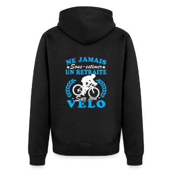 Ein Rentner auf dem Rad Humor Radfahrer im Ruhestand - Unisex Premium Bio Zip Hoodie - Schwarz - Hinten - Nico (187cm)