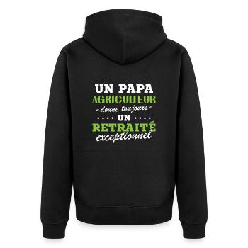 A Farmer Dad Gives an Exceptional Retiree - Unisex Premium Organic Zip Hoodie - black - Back - Nico (187cm)
