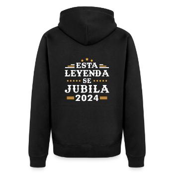 This legend retires 2024 - Unisex Premium Organic Zip Hoodie - black - Back - Nico (187cm)