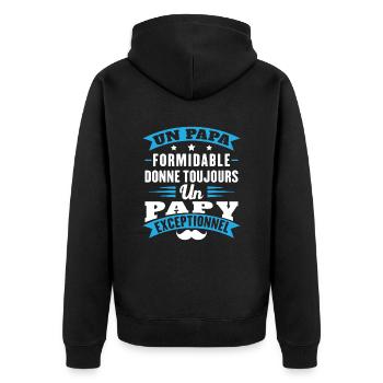 Toller Papa gibt Opa immer Außergewöhnliches - Unisex Premium Bio Zip Hoodie - Schwarz - Hinten - Nico (187cm)