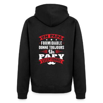 Toller Papa gibt Opa immer Außergewöhnliches - Unisex Premium Bio Zip Hoodie - Schwarz - Hinten - Nico (187cm)