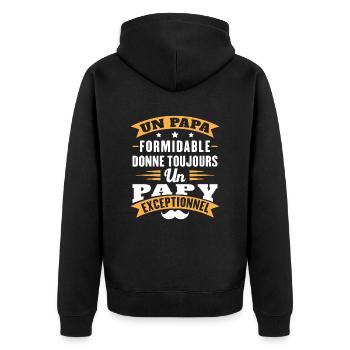 Toller Papa gibt Opa immer Außergewöhnliches - Unisex Premium Bio Zip Hoodie - Schwarz - Hinten - Nico (187cm)
