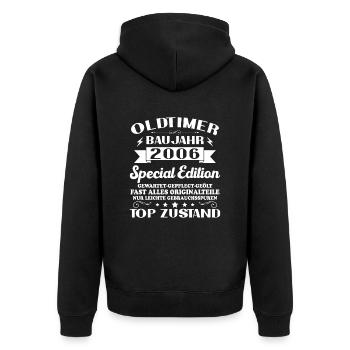 Oldtimer Baujahr 2006 Jahrgang Geburtstag Geschenk - Unisex Premium Bio Zip Hoodie - Schwarz - Hinten - Nico (187cm)