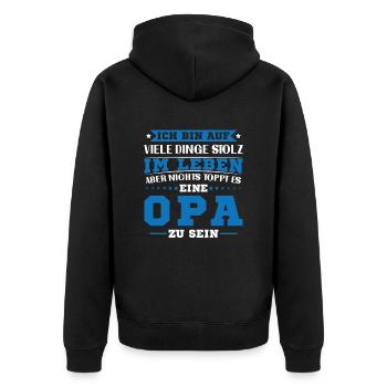 Nichts toppt es eine Opa zu sein - Unisex Premium Bio Zip Hoodie - Schwarz - Hinten - Nico (187cm)