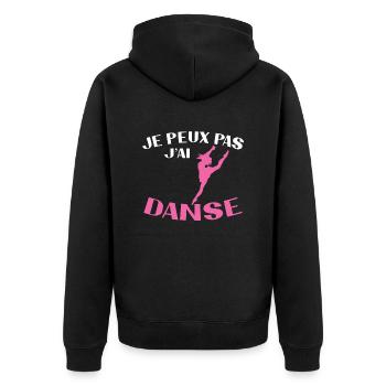 Ich kann nicht tanzen Frau Geschenk - Unisex Premium Bio Zip Hoodie - Schwarz - Hinten - Nico (187cm)
