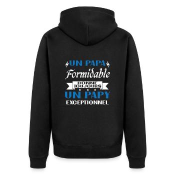 Toller Papa gibt immer außergewöhnlichen Opa - Unisex Premium Bio Zip Hoodie - Schwarz - Hinten - Nico (187cm)