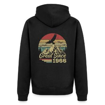 Vintage 1966 Retro 1966 Birthday Gift - Unisex Premium Organic Zip Hoodie - black - Back - Nico (187cm)