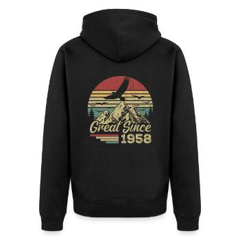 Vintage 1958 Retro 1958 Birthday Gift - Unisex Premium Organic Zip Hoodie - black - Back - Nico (187cm)