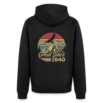 Vintage 1940er Jahre Retro 1940er Jahre Geburtstagsgeschenk - Unisex Premium Bio Zip Hoodie - Schwarz - Hinten - Nico (187cm)