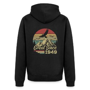 Vintage 1949 Retro 1949 Birthday Gift - Unisex Premium Organic Zip Hoodie - black - Back - Nico (187cm)