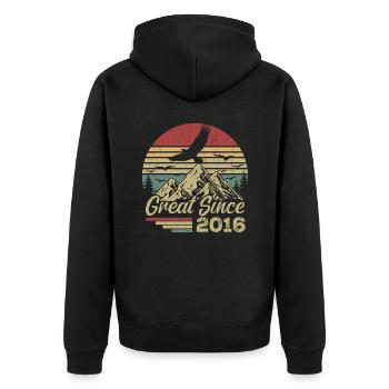 Vintage 2016 Retro 2016 Birthday Gift - Unisex Premium Organic Zip Hoodie - black - Back - Nico (187cm)