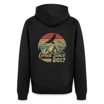 Vintage 2017 Cadeau D’anniversaire 2017 Retro 2017 - Veste à capuche bio Premium Unisexe - noir - Dos - Nico (187cm)