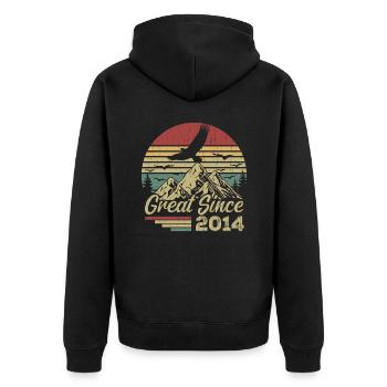 Vintage 2014 Retro 2014 Birthday Gift - Unisex Premium Organic Zip Hoodie - black - Back - Nico (187cm)