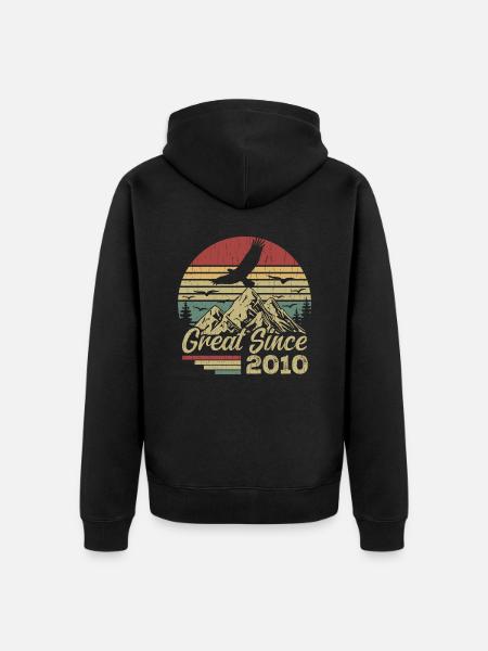 Vintage 2010 Retro 2010 Birthday Gift - Unisex Premium Organic Zip Hoodie - black