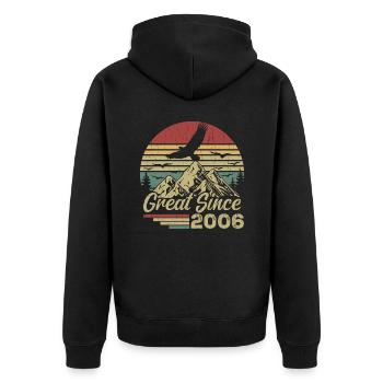 Vintage 2006 Retro 2006 Birthday Gift - Unisex Premium Organic Zip Hoodie - black - Back - Nico (187cm)