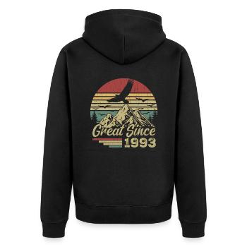 Vintage 1993 Retro 1993 Birthday Gift - Unisex Premium Organic Zip Hoodie - black - Back - Nico (187cm)