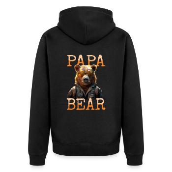 Papa Bear Bären Daddy Dad Vatertag Grizzly Bär - Unisex Premium Bio Zip Hoodie - Schwarz - Hinten - Nico (187cm)