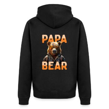 Papa Bear Bären Daddy Dad Vatertag Grizzly Bär - Unisex Premium Bio Zip Hoodie - Schwarz - Hinten - Nico (187cm)