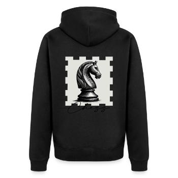 Chess - Unisex Premium Bio Zip Hoodie - Schwarz - Hinten - Nico (187cm)