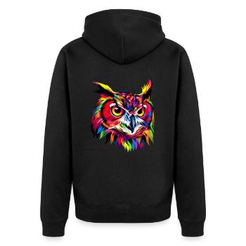 Eule Bunt Regenbogen Farben Pop Art Kauz Uhu Eulen - Unisex Premium Bio Zip Hoodie - Schwarz - Hinten - Nico (187cm)