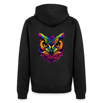 Eule Bunt Regenbogen Farben Pop Art Kauz Uhu Eulen - Unisex Premium Bio Zip Hoodie - Schwarz - Hinten - Nico (187cm)