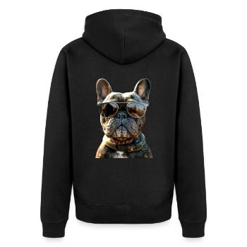 Französische Bulldogge Hund Motiv Bulldoggen Dogge - Unisex Premium Bio Zip Hoodie - Schwarz - Hinten - Nico (187cm)