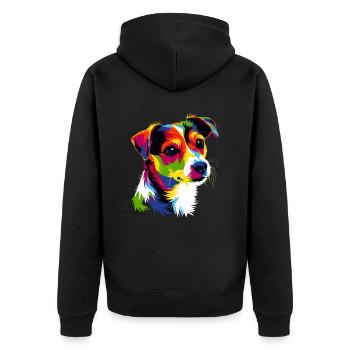 Jack Russell Terrier Couleurs vives Chiens Russells - Veste à capuche bio Premium Unisexe - noir - Dos - Nico (187cm)
