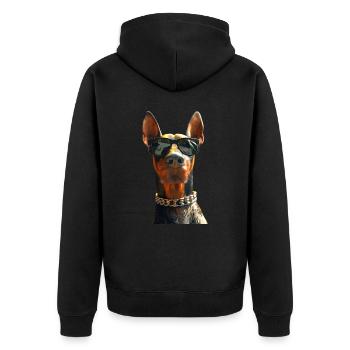 Dobermann Hunde Motiv Wachhund Stolze Dobermänner - Unisex Premium Bio Zip Hoodie - Schwarz - Hinten - Nico (187cm)