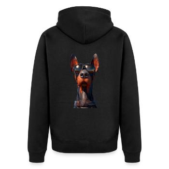 Dobermann Hunde Motiv Wachhund Stolze Dobermänner - Unisex Premium Bio Zip Hoodie - Schwarz - Hinten - Nico (187cm)