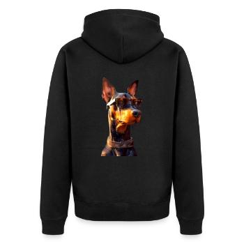 Dobermann Hunde Motiv Wachhund Stolze Dobermänner - Unisex Premium Bio Zip Hoodie - Schwarz - Hinten - Nico (187cm)