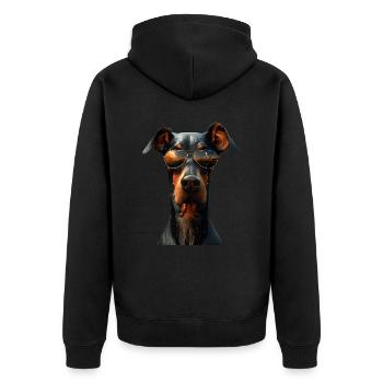 Doberman Dogs Motif Guard Dog Proud Dobermans - Unisex Premium Organic Zip Hoodie - black - Back - Nico (187cm)