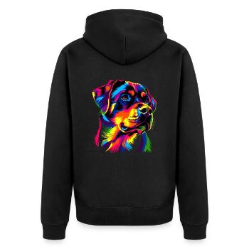 Rottweiler chien couleurs vives pop art fierté chiens - Veste à capuche bio Premium Unisexe - noir - Dos - Nico (187cm)