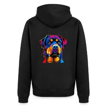 Rottweiler chien couleurs vives pop art fierté chiens - Veste à capuche bio Premium Unisexe - noir - Dos - Nico (187cm)