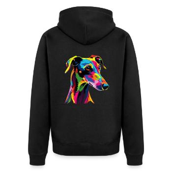 Greyhound Dogs Colorful Colors Pop Art Dog Greyhound - Unisex Premium Organic Zip Hoodie - black - Back - Nico (187cm)