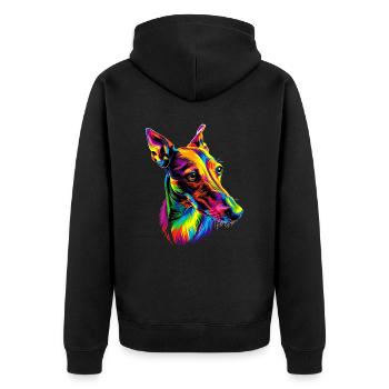 Lévrier Chiens Couleurs Colorées Pop Art Chien Lévrier - Veste à capuche bio Premium Unisexe - noir - Dos - Nico (187cm)