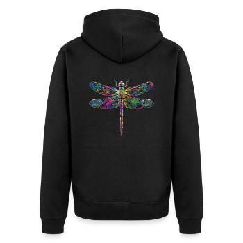 Libelle Dragonfly Bunte Flügel Süße Libellen - Unisex Premium Bio Zip Hoodie - Schwarz - Hinten - Nico (187cm)