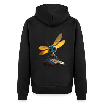 Libelle Dragonfly Bunte Flügel Süße Libellen - Unisex Premium Bio Zip Hoodie - Schwarz - Hinten - Nico (187cm)