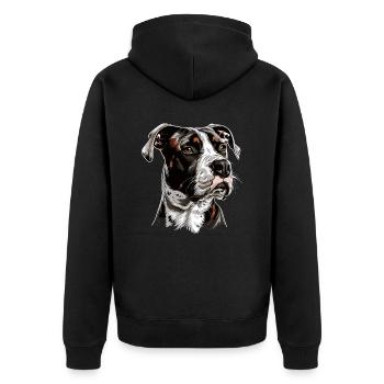 Pitbull Bulldog Pittie American Pitbull Terrier - Unisex Premium Organic Zip Hoodie - black - Back - Nico (187cm)