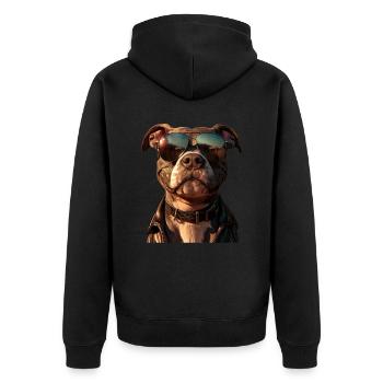 Pitbull Bulldog Pittie American Pitbull Terrier - Unisex Premium Organic Zip Hoodie - black - Back - Nico (187cm)