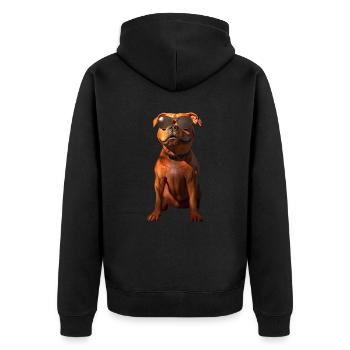 Pitbull Bulldog Pittie American Pitbull Terrier - Unisex Premium Organic Zip Hoodie - black - Back - Nico (187cm)