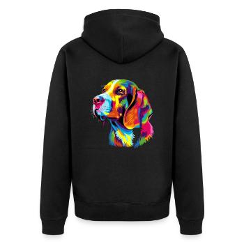Beagle Welpe Popart Süßer Hund Bunte Farben Beagle - Unisex Premium Bio Zip Hoodie - Schwarz - Hinten - Nico (187cm)