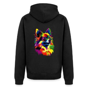 Pomeranian Pomeranian Pomeranian Pom Spitz Dog - Unisex Premium Organic Zip Hoodie - black - Back - Nico (187cm)